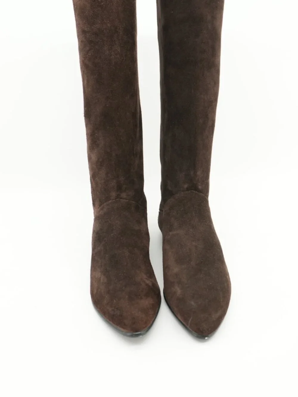 Brown Suede Tall Flat Slouching Knee-High Pirate Boots Size 10